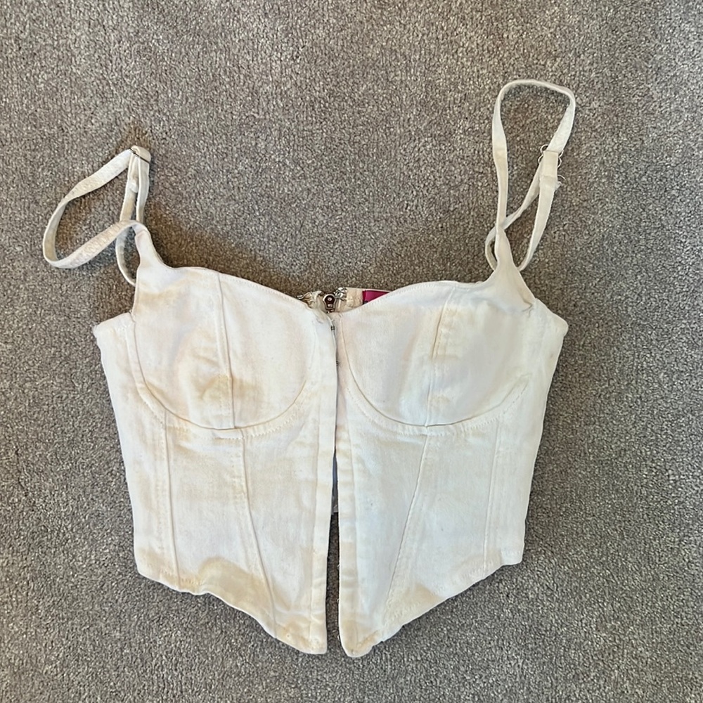 Edited keelee white denim corset top